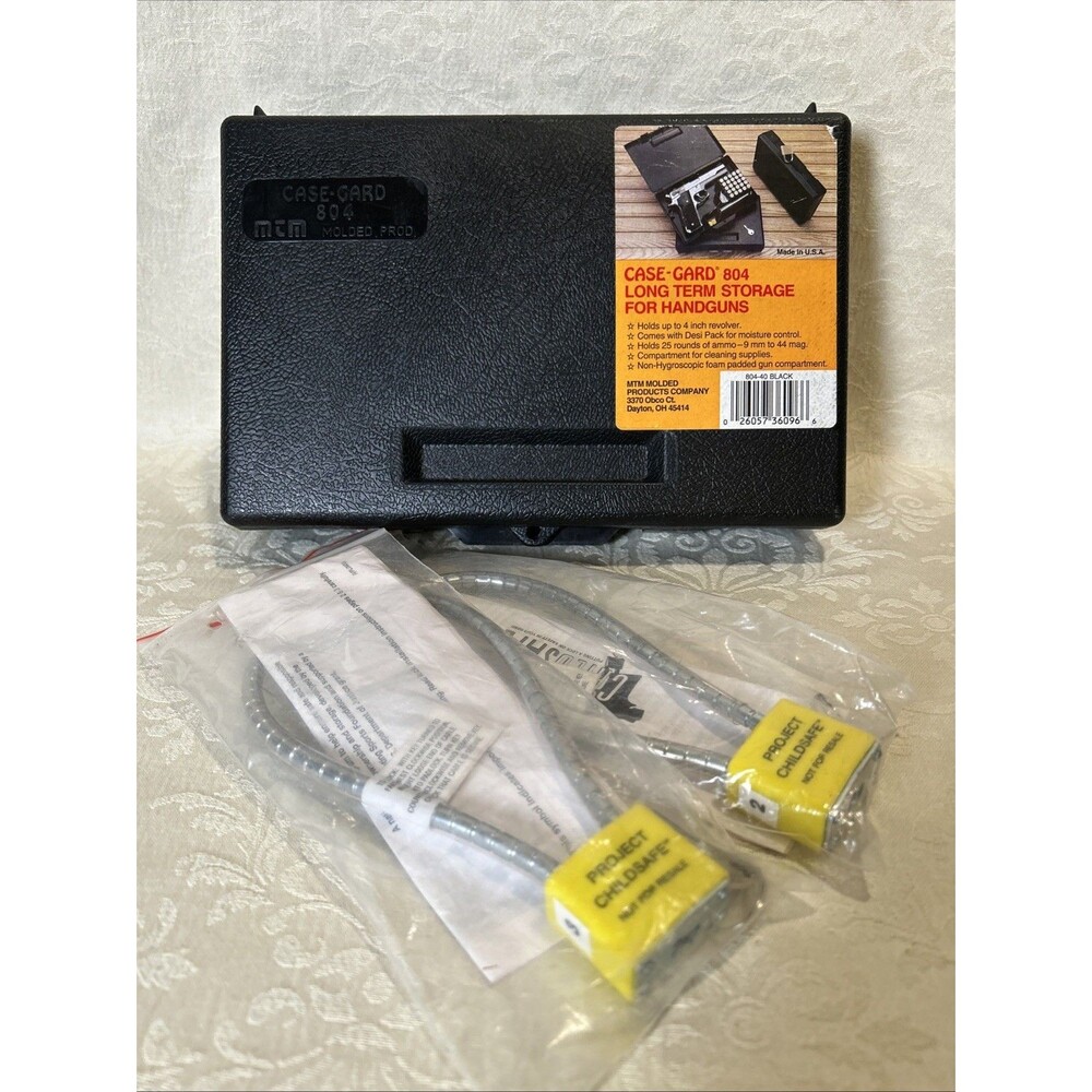 New MTM Case-Gard 804 Handgun Storage Case Box Inserts Manual & 2 Cable Locks
